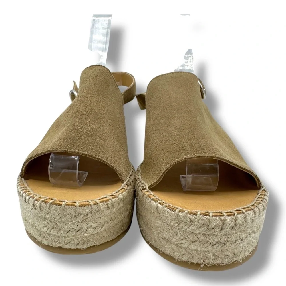 Lidea by Lori Women Tan Suede Espadrille Platform Slingback‎ Sandals Size 10.5